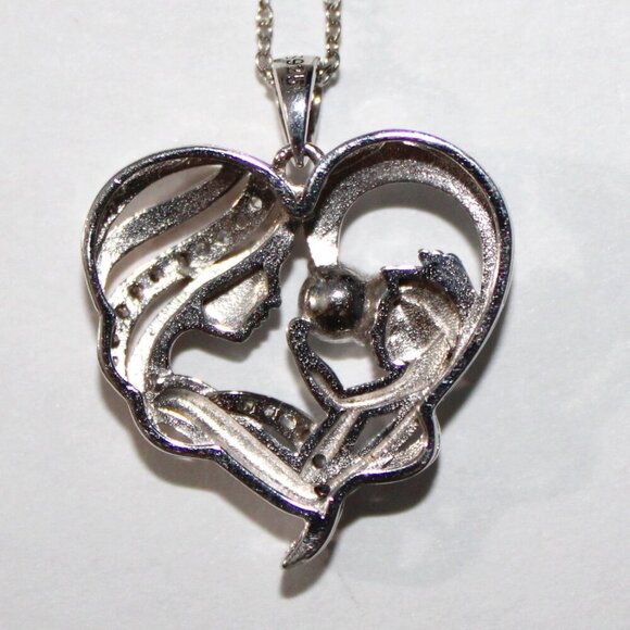 Silver and Gold Mother and Child Heart Necklace - Picture 2 of 6